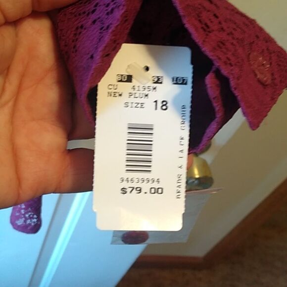 NWT Draper Plum Lace Women's 18 Button Down Light Jacket Special Event - Picture 3 of 7